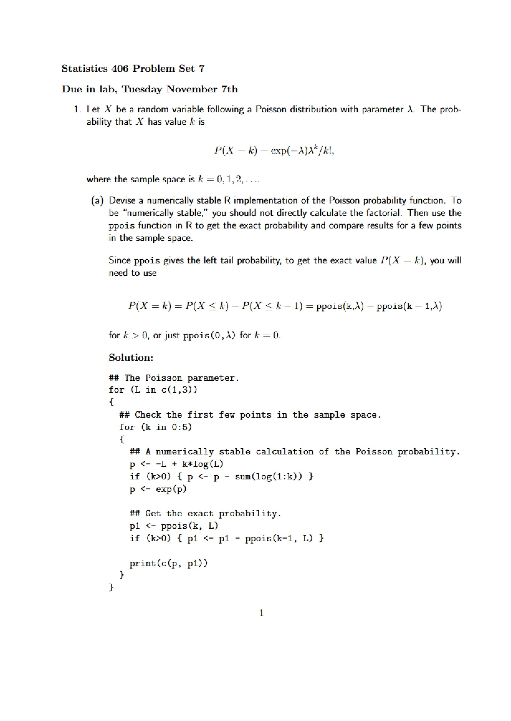 Seventh Problem Set