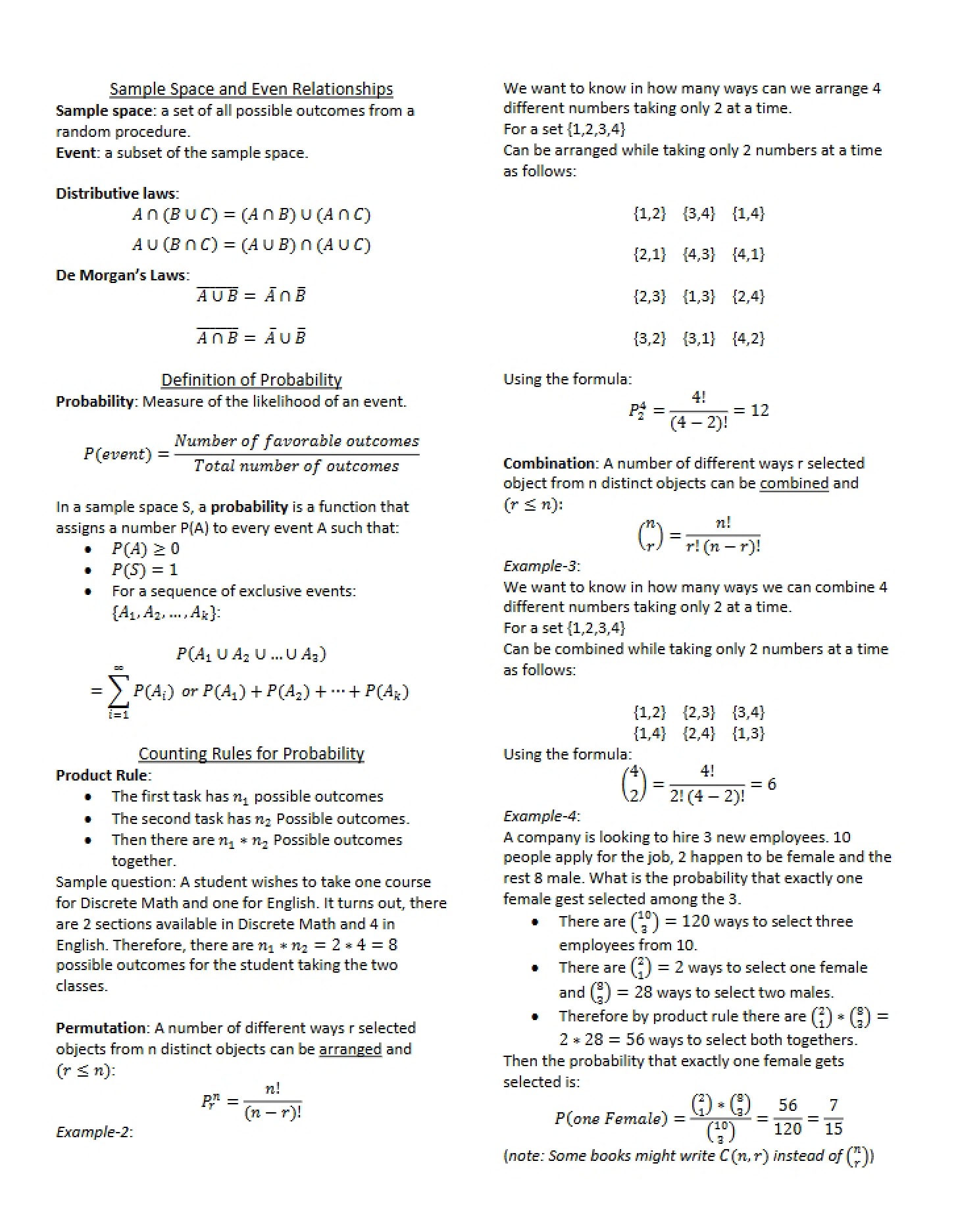 Sample Space and Event Probabilities