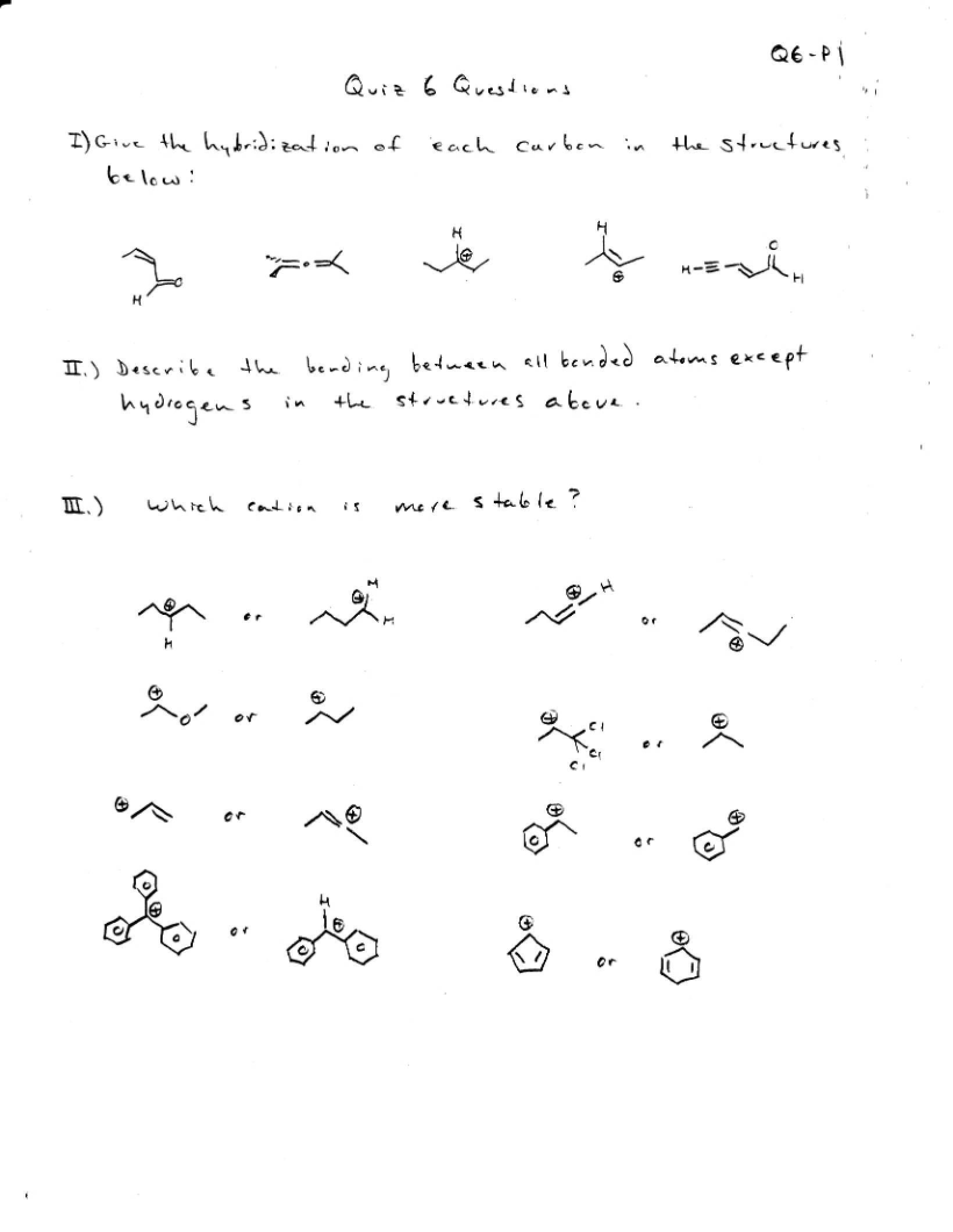 Questions for Quiz 6