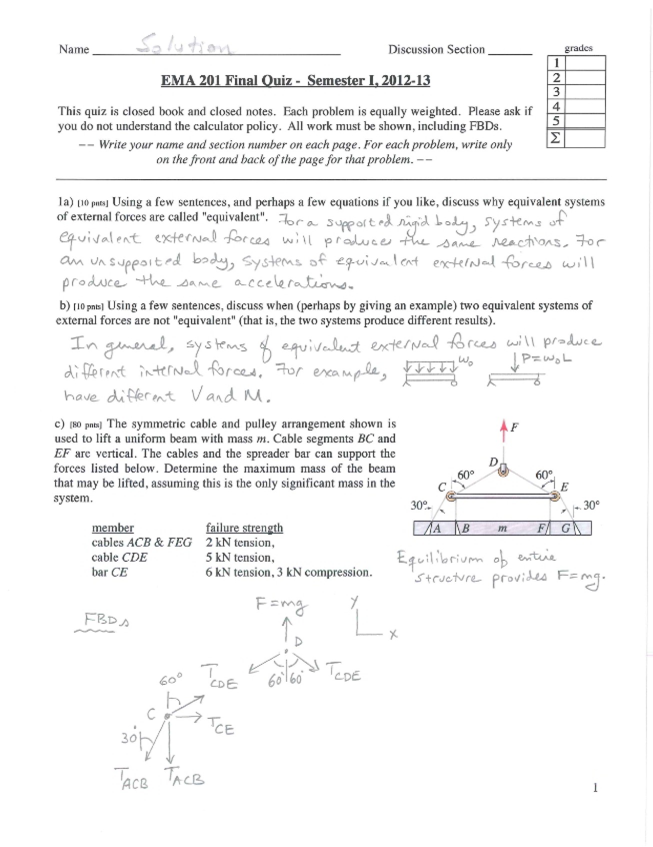 Solution for Fall Exam I (12-13)