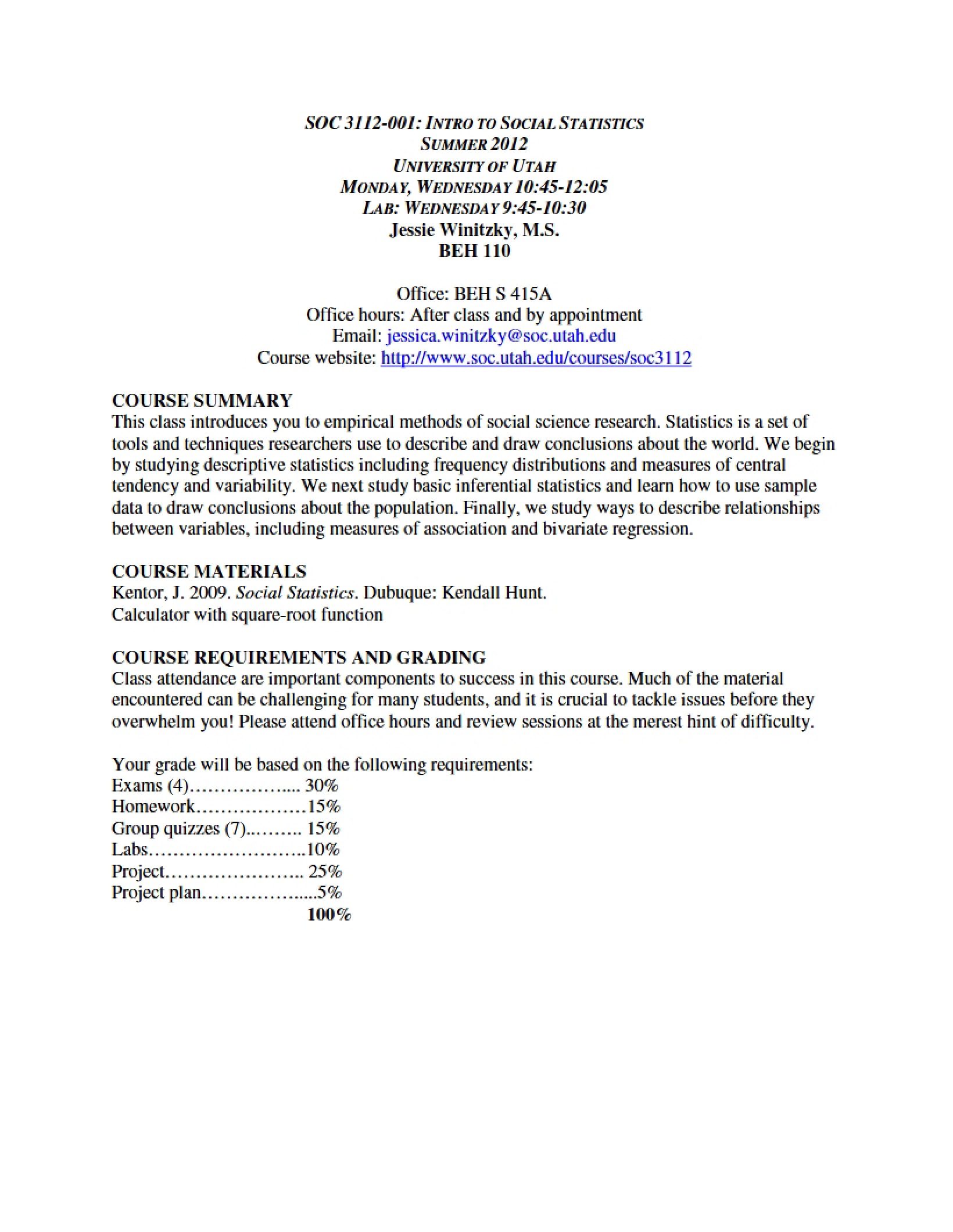 Class Syllabus for Soc 3112