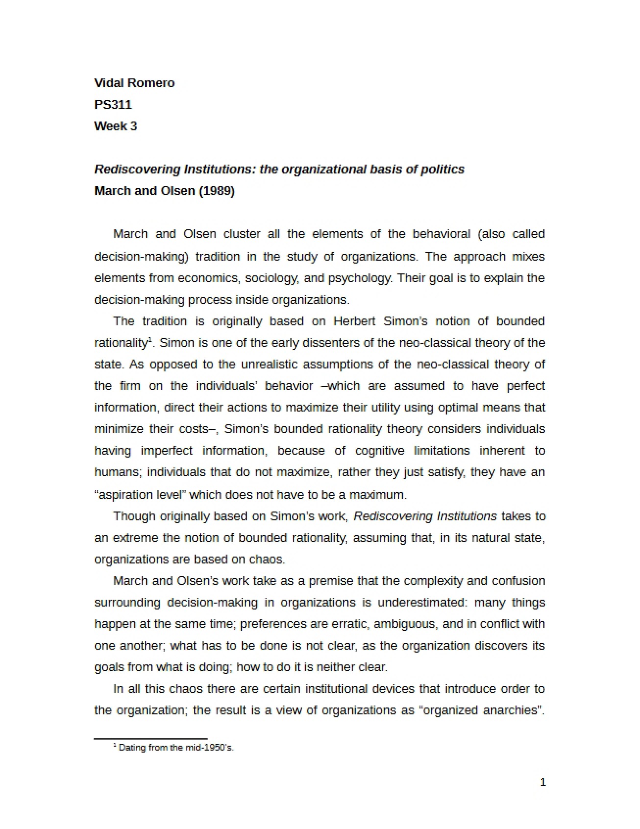 Political Economy I Study Notes