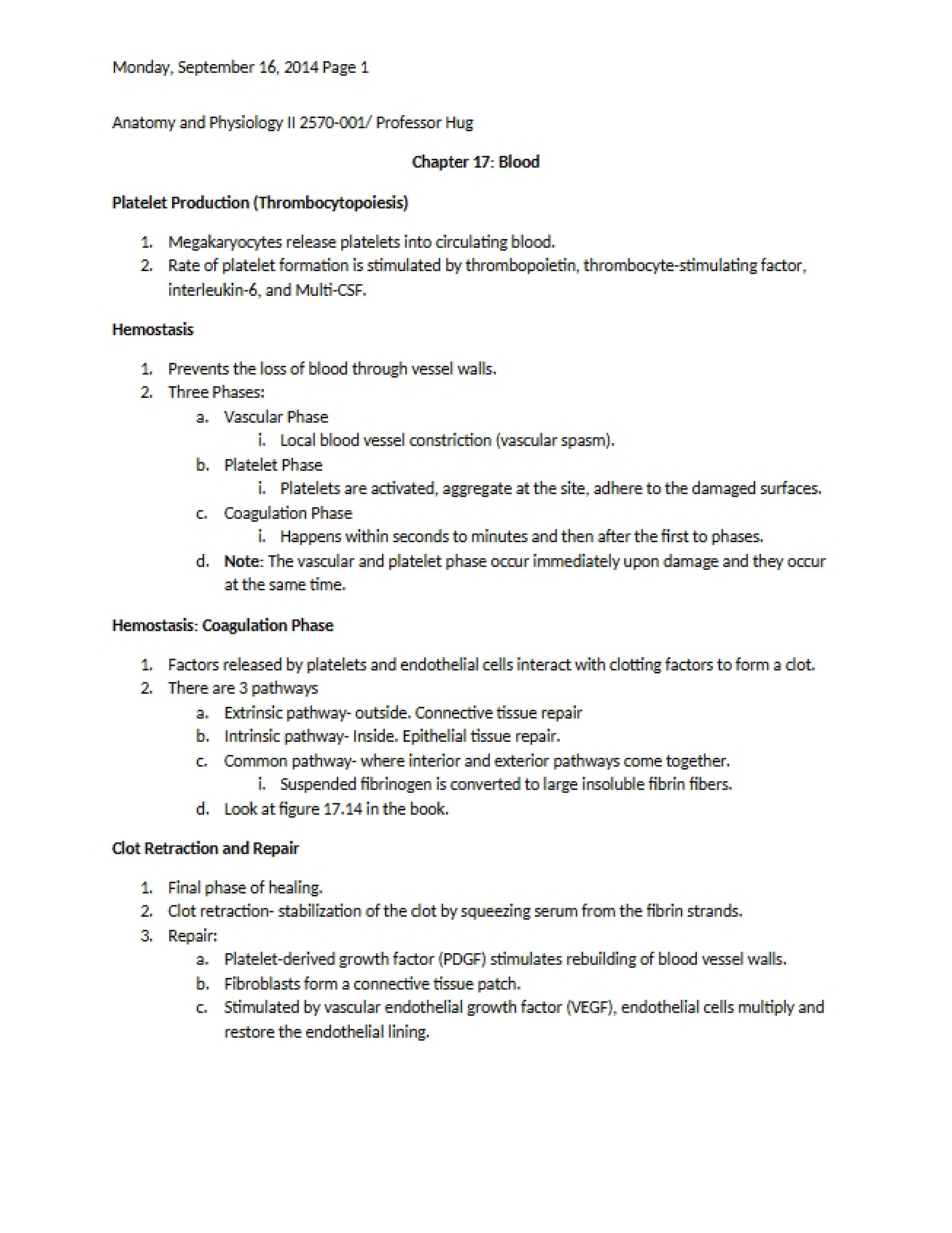 Study of Blood Components (Chapter 17)