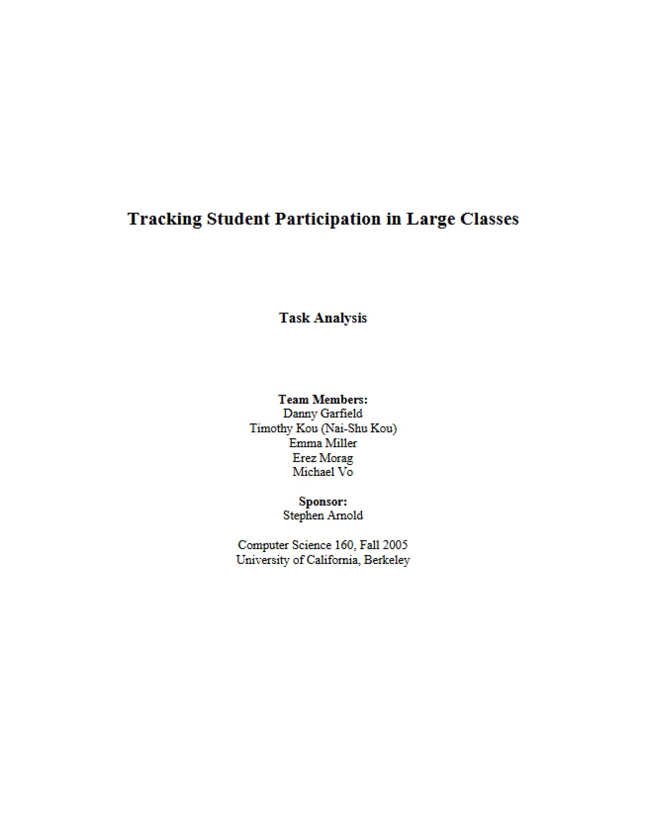 Tracking Student Participation in Large Classes - User Interface Design and Development