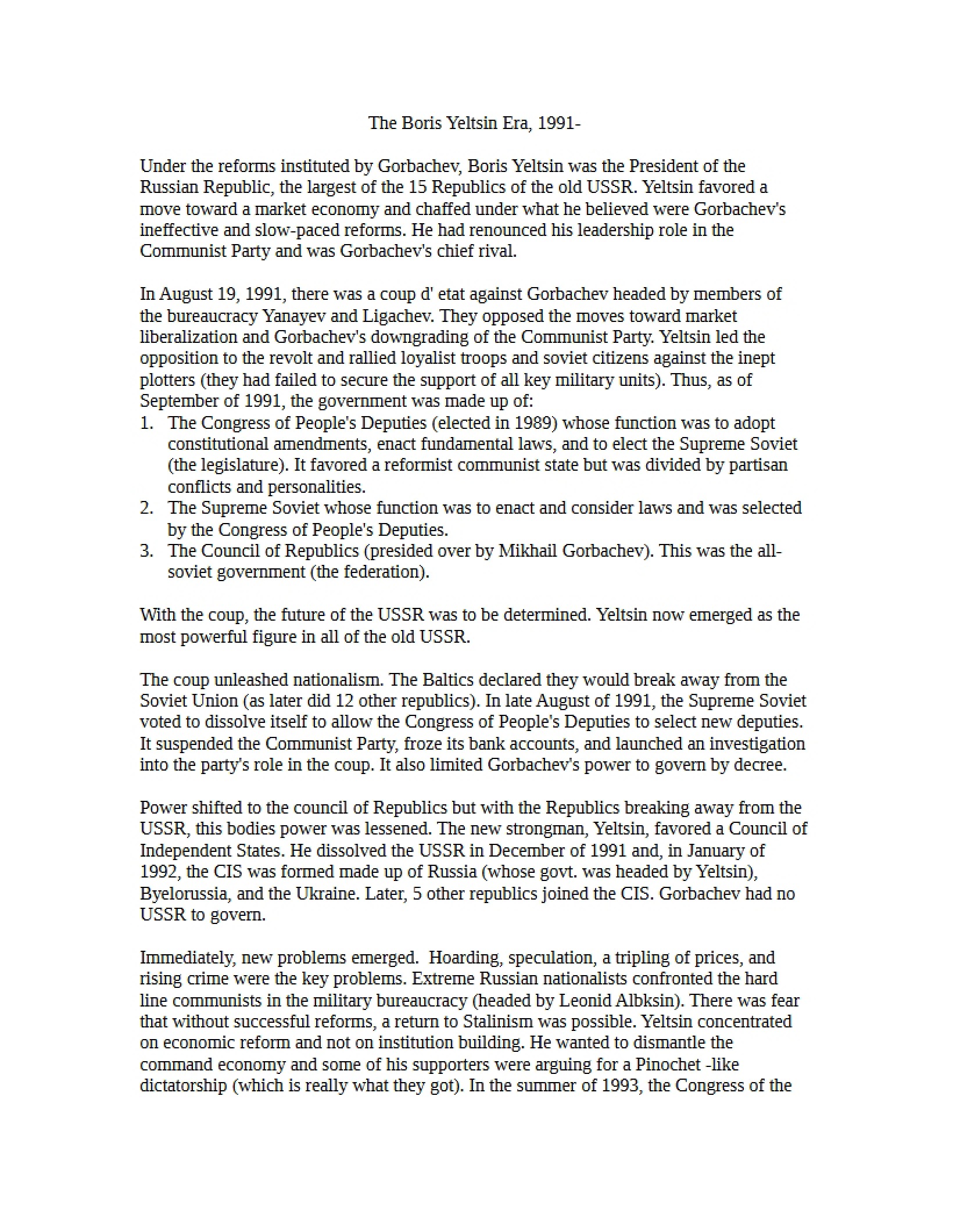 Era of Boris Yeltsin