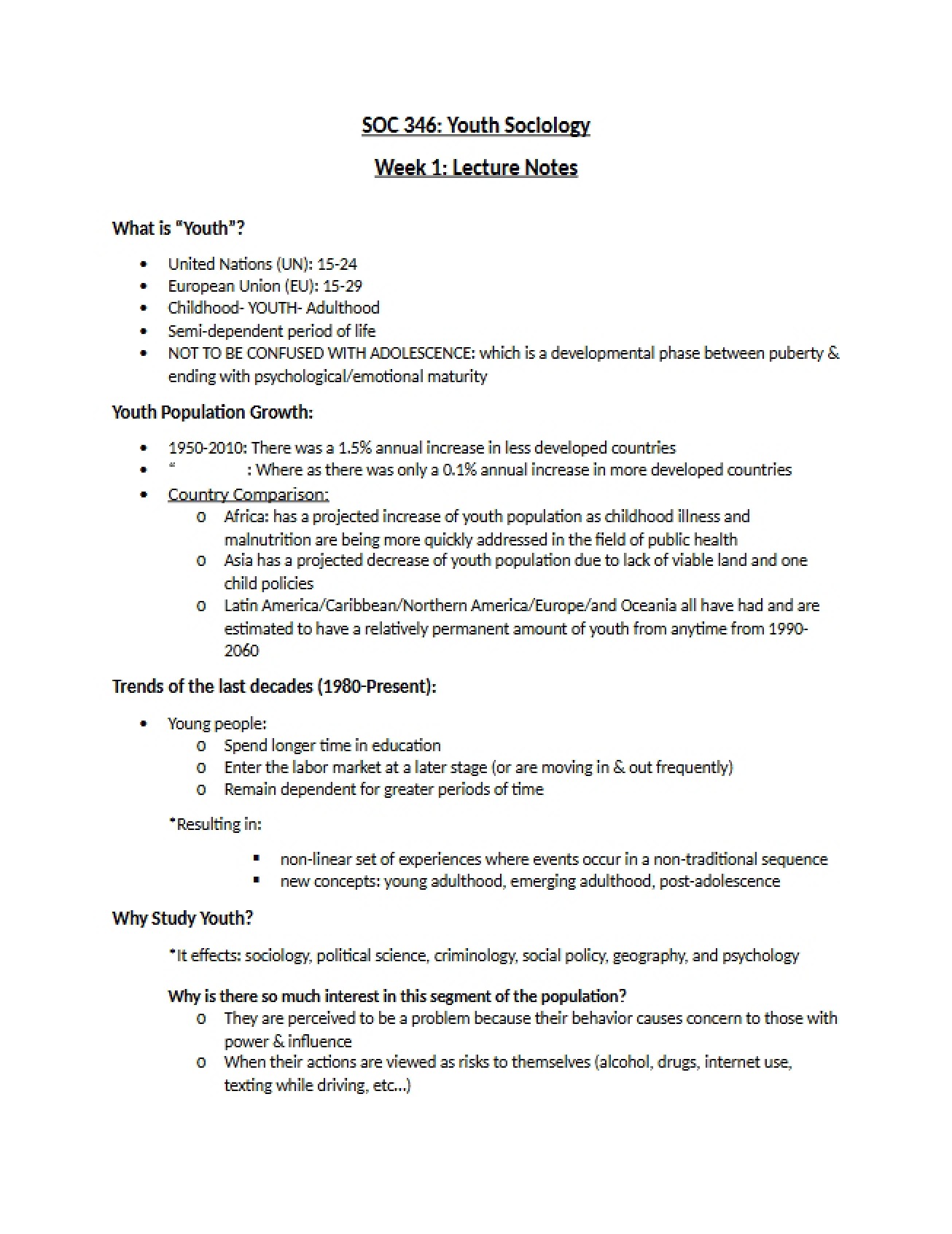 Lecture Notes for Week 1 (SOC 346)