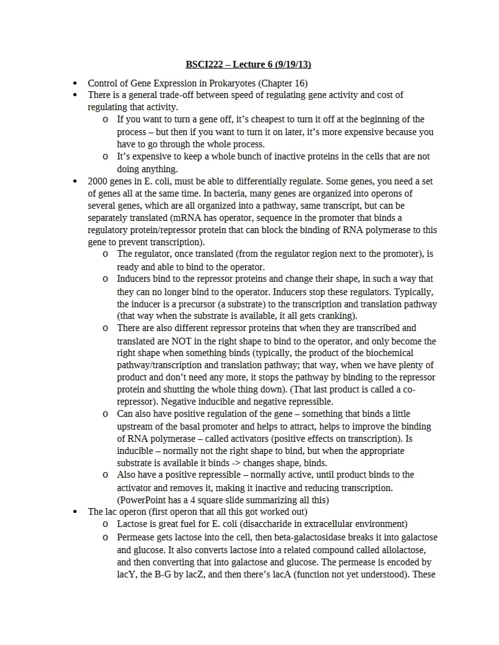 Gene Expression Regulation