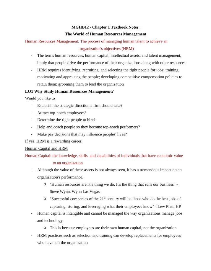 MGHB12 Textbook Notes - Chapter 1