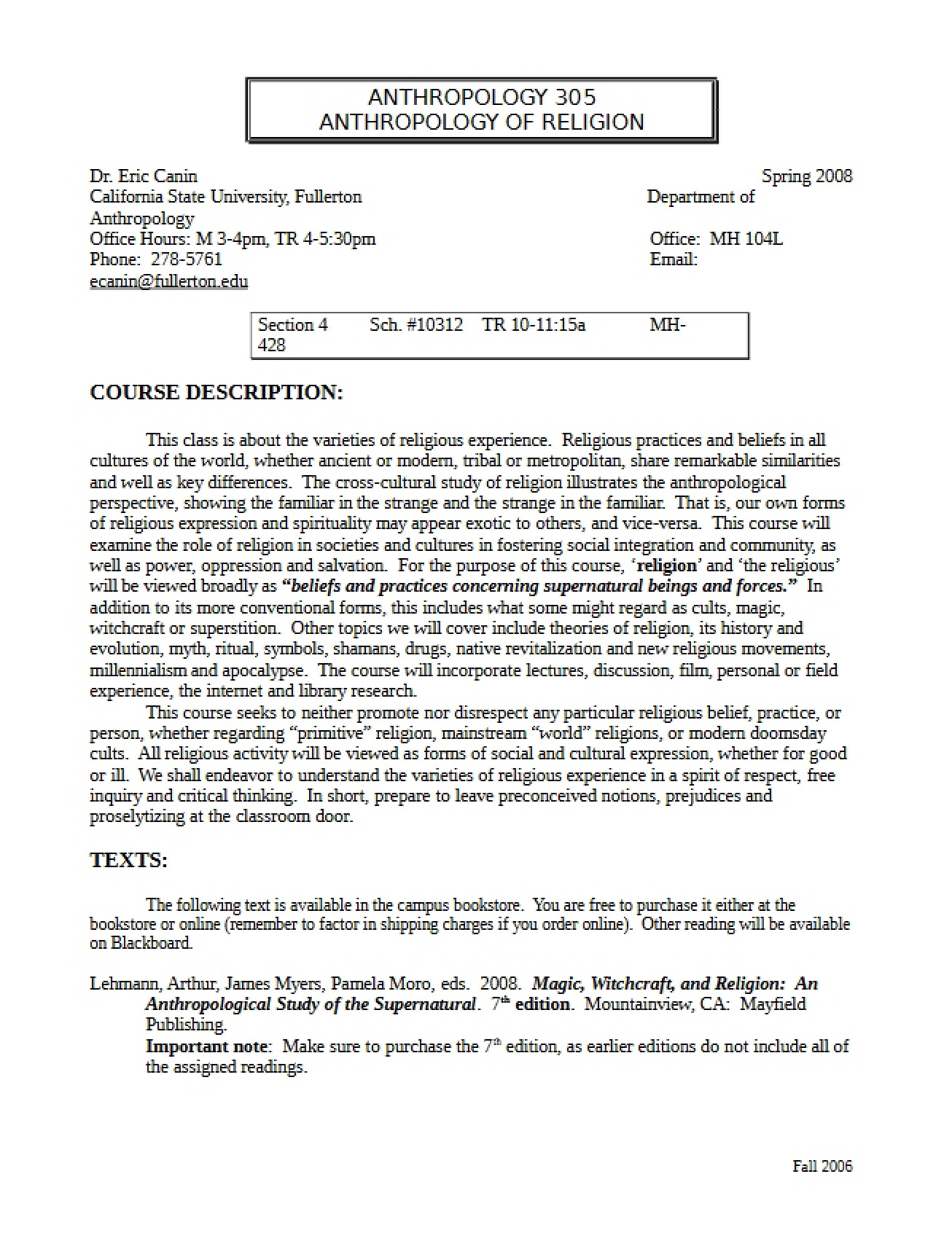 Course Overview Part 1 Religion Anthropology