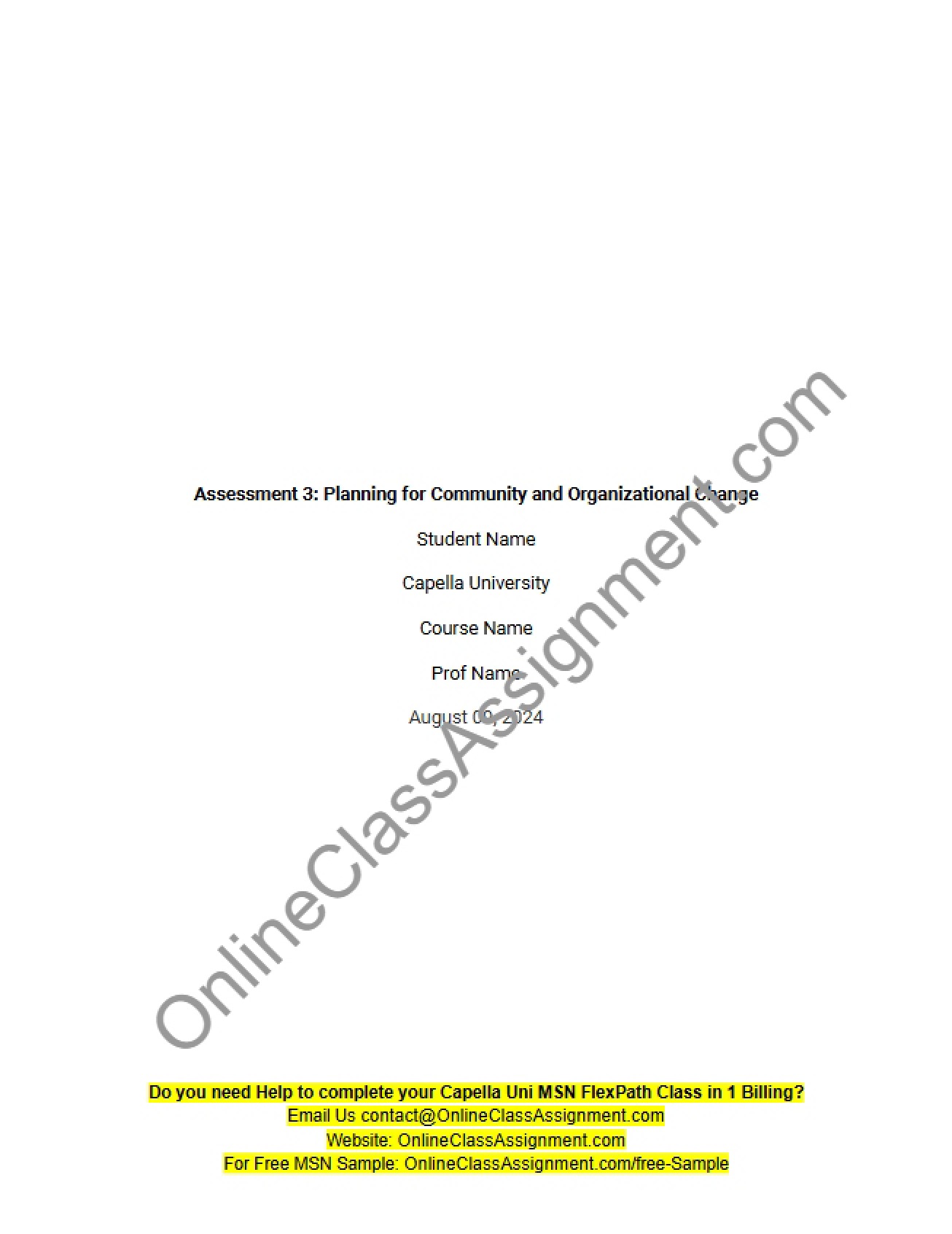 Planning for Change in Organizations and Communities