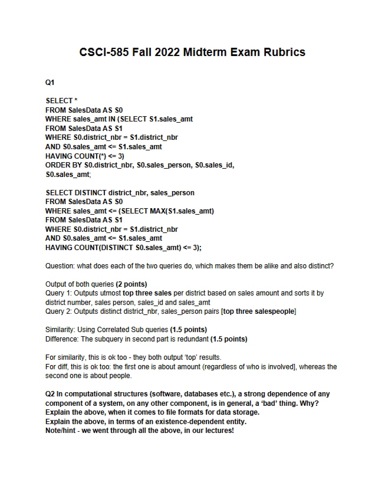 Grading Rubrics for Midterm