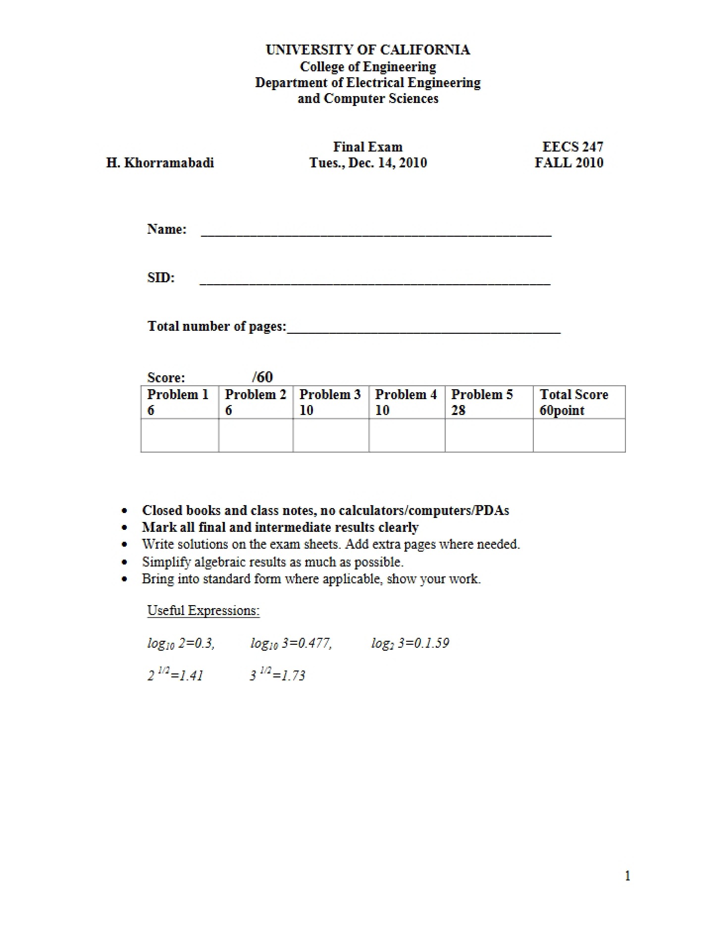 Examination (Final)