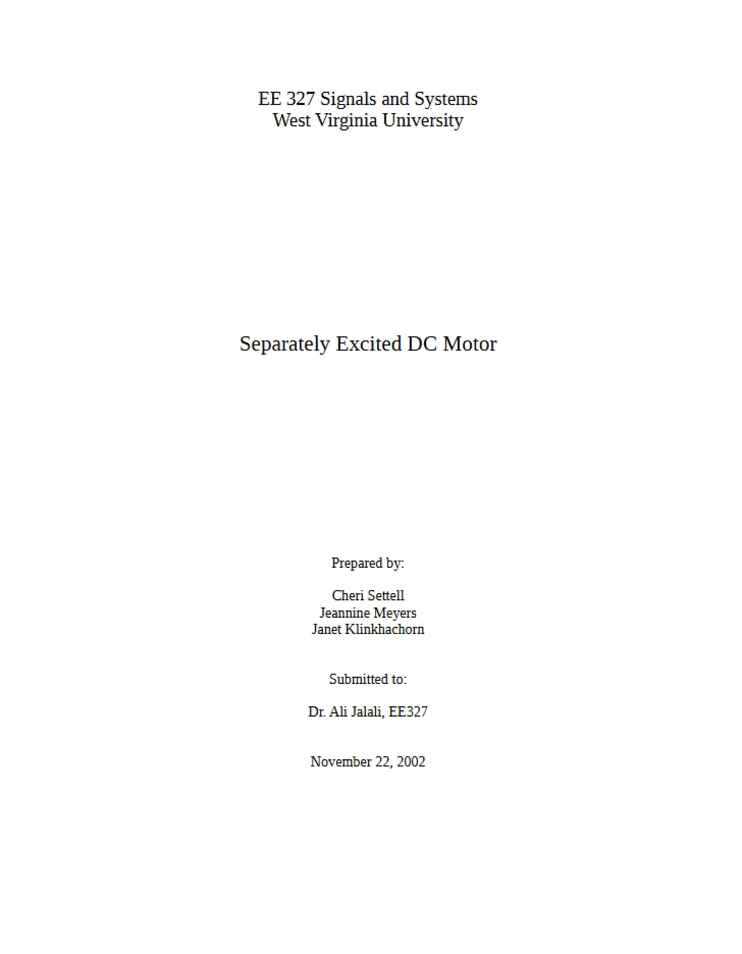 DC Motor Separately Excited