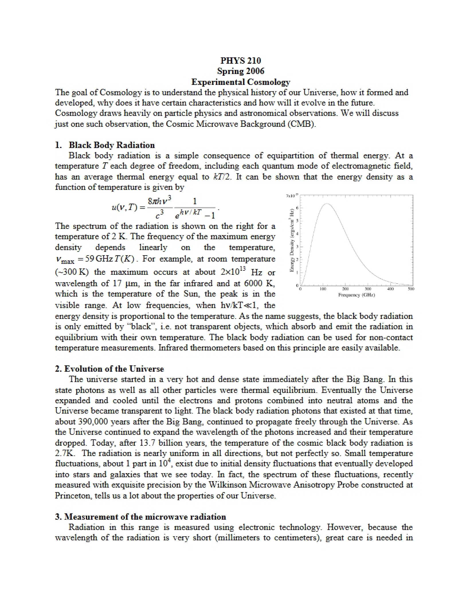 Cosmology Experiments