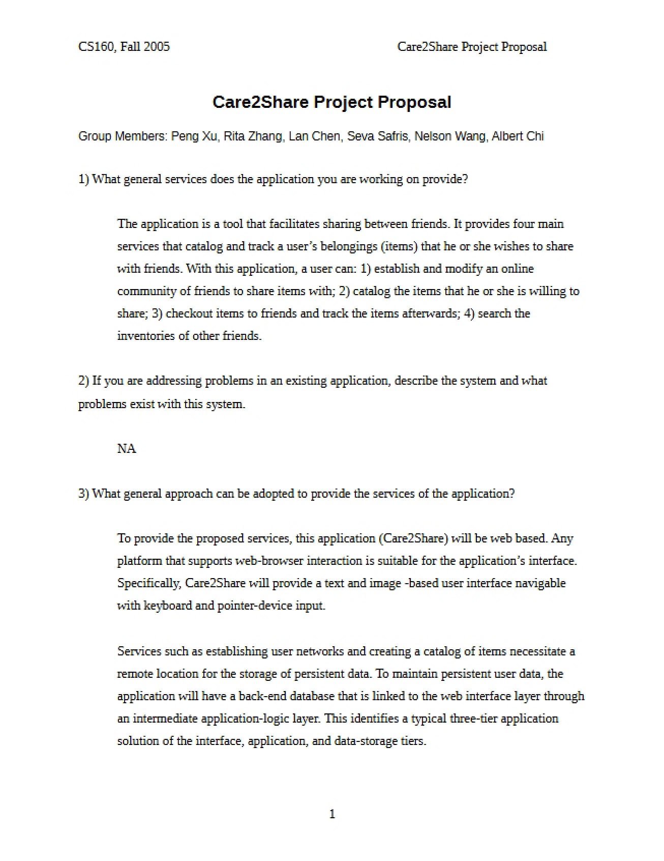 Proposal for Care2Share Project