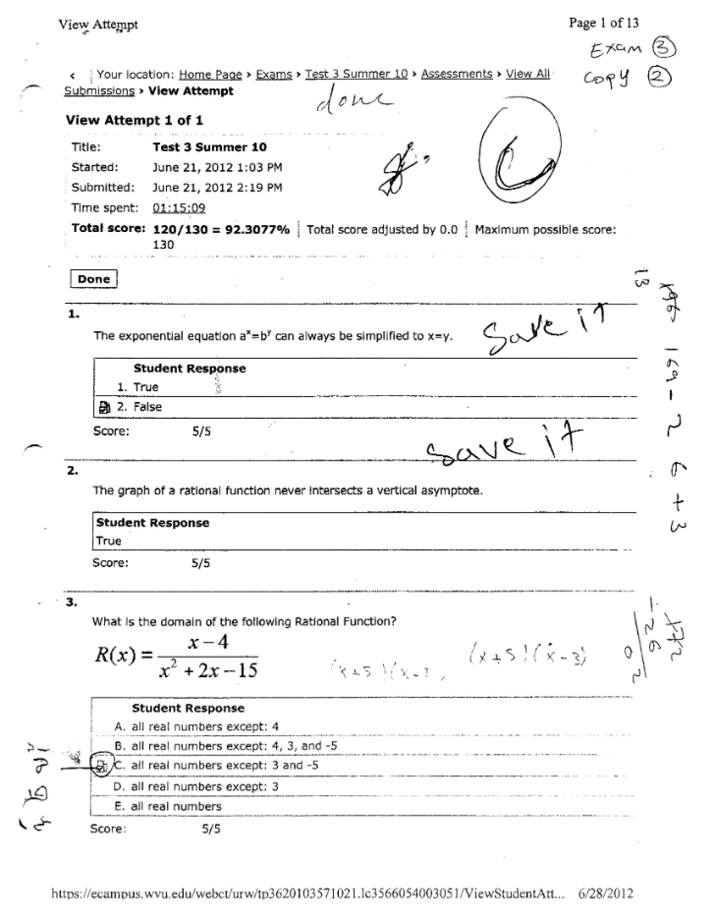 Third Exam Sample Three