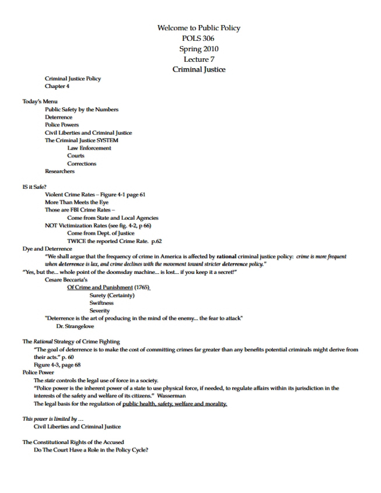 Collection of Lecture Notes on Public Policy