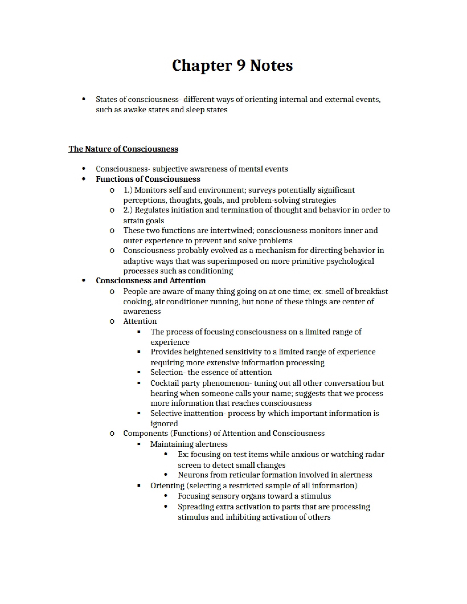 Notes regarding Chapter 9