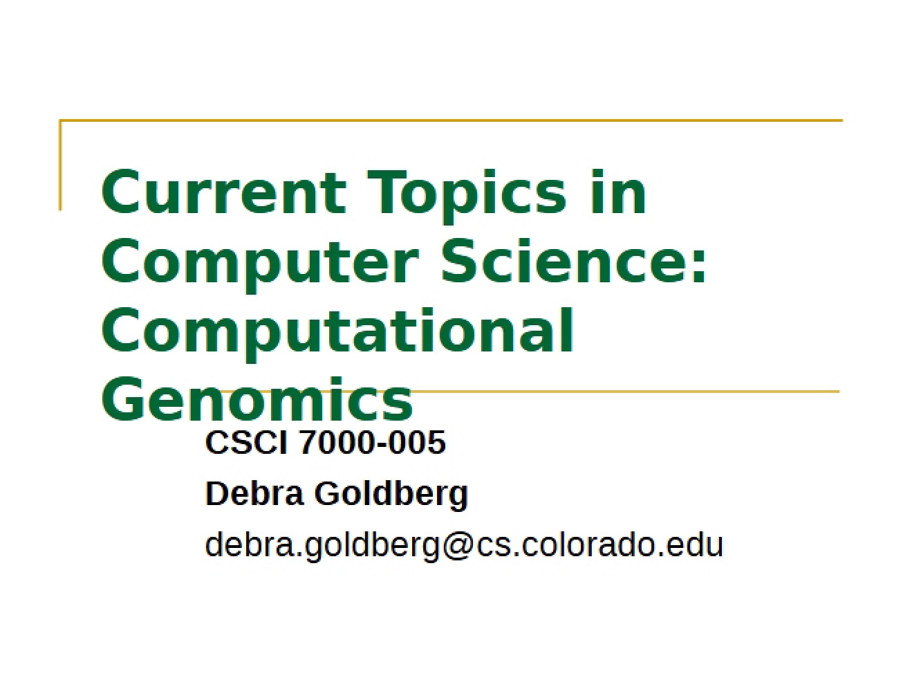 Introduction to Computational Genomics