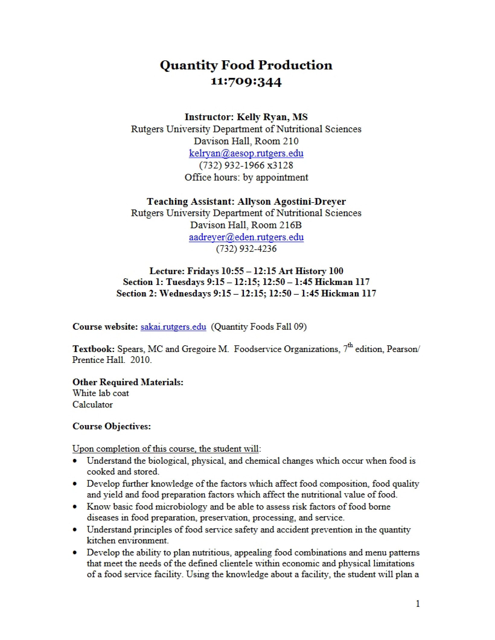 Production of Quantity Food - 6 Pages