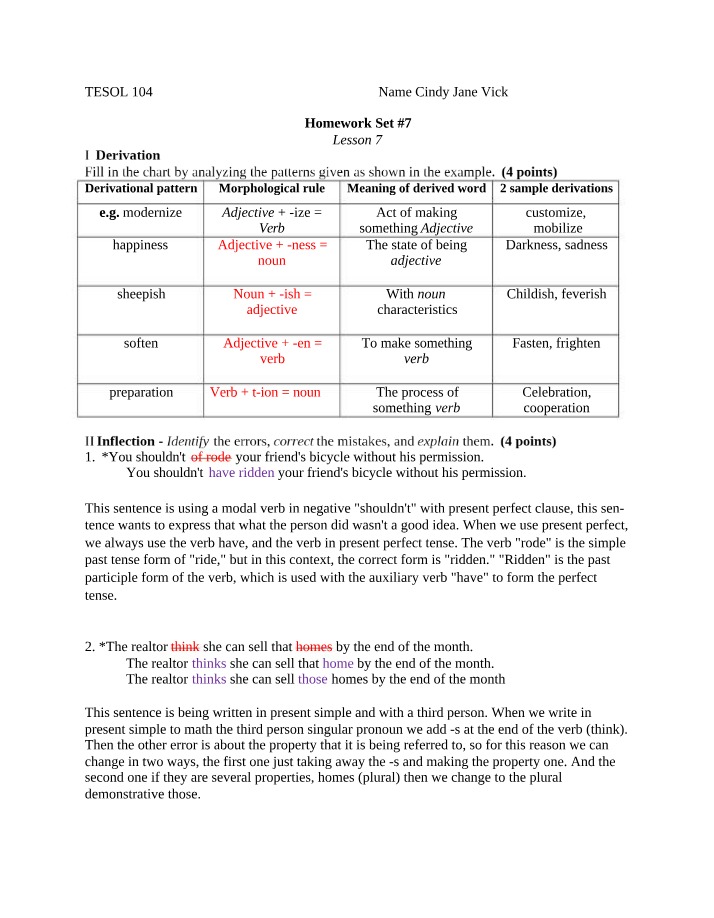 Homework Set 7 - Lesson 7 (TESOL 104)
