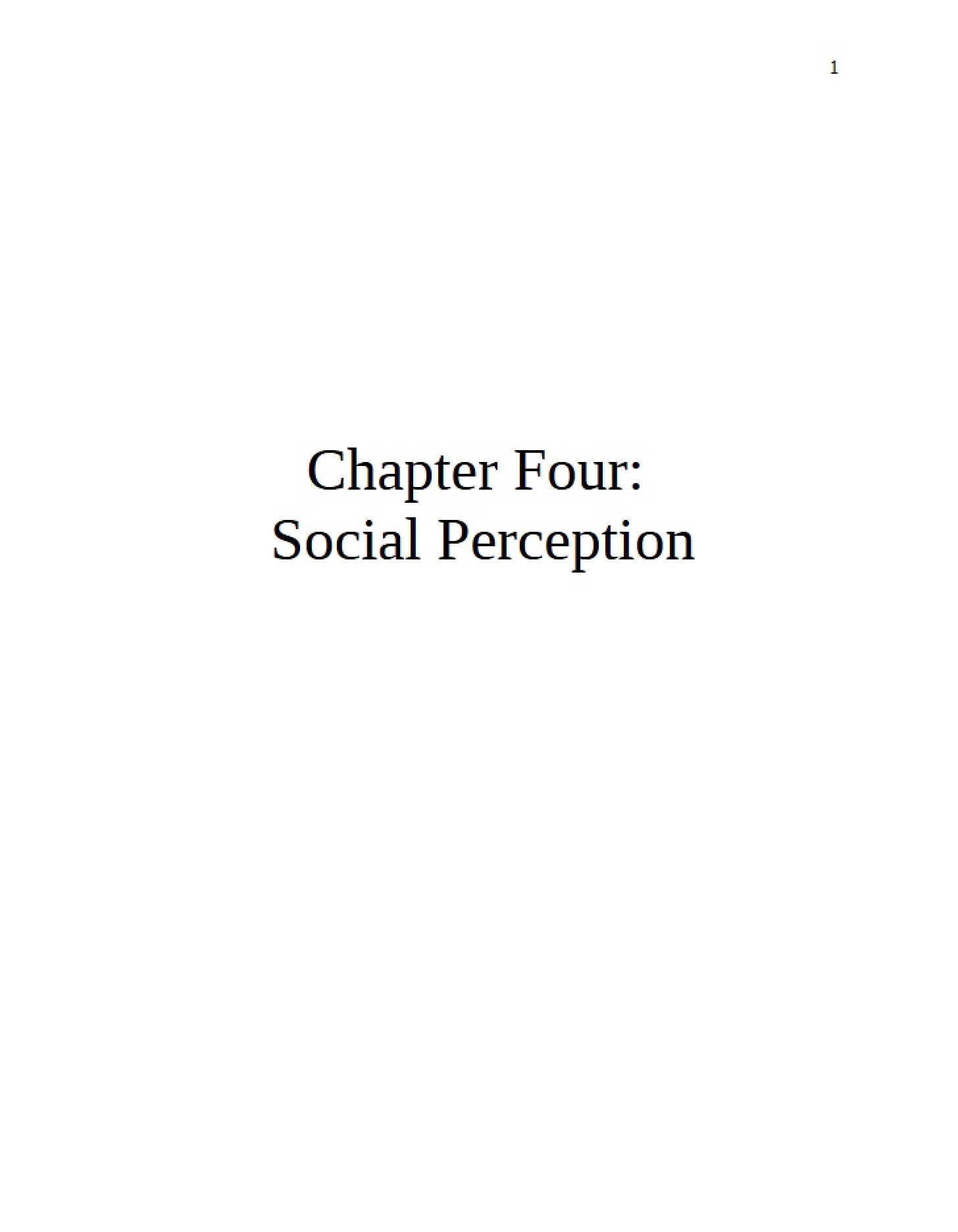 Social Perception Chapter Four