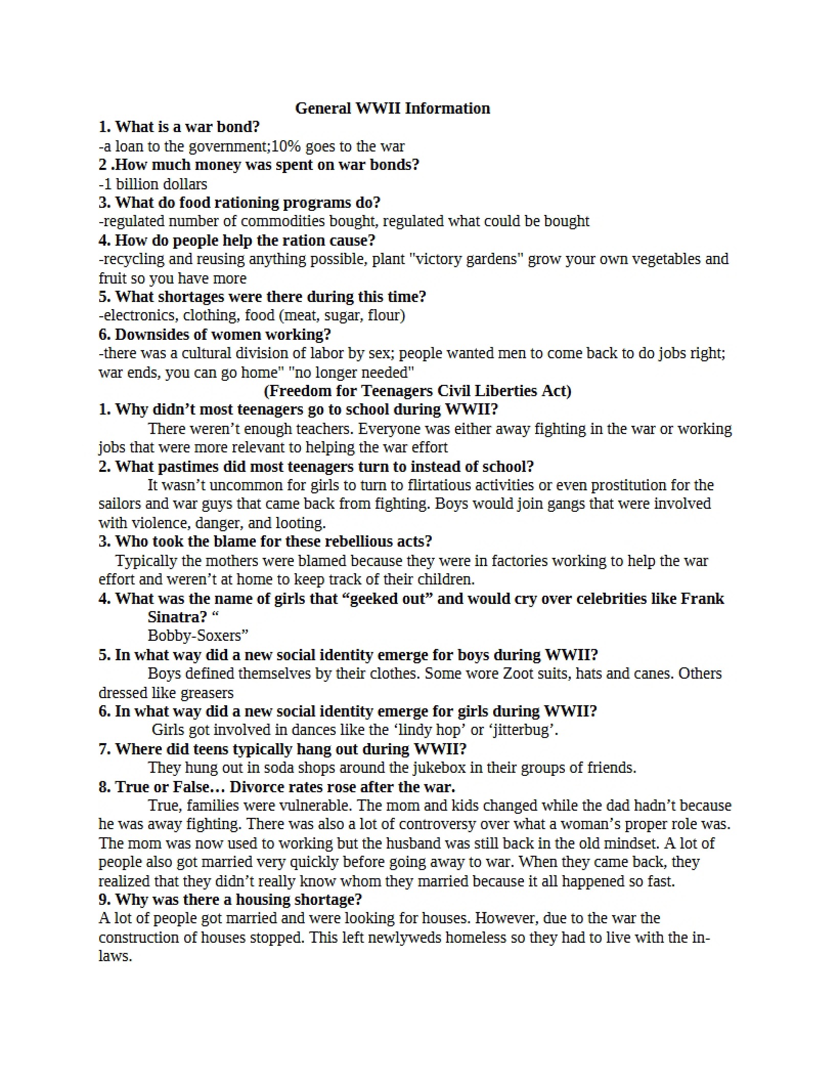 World War II General Information