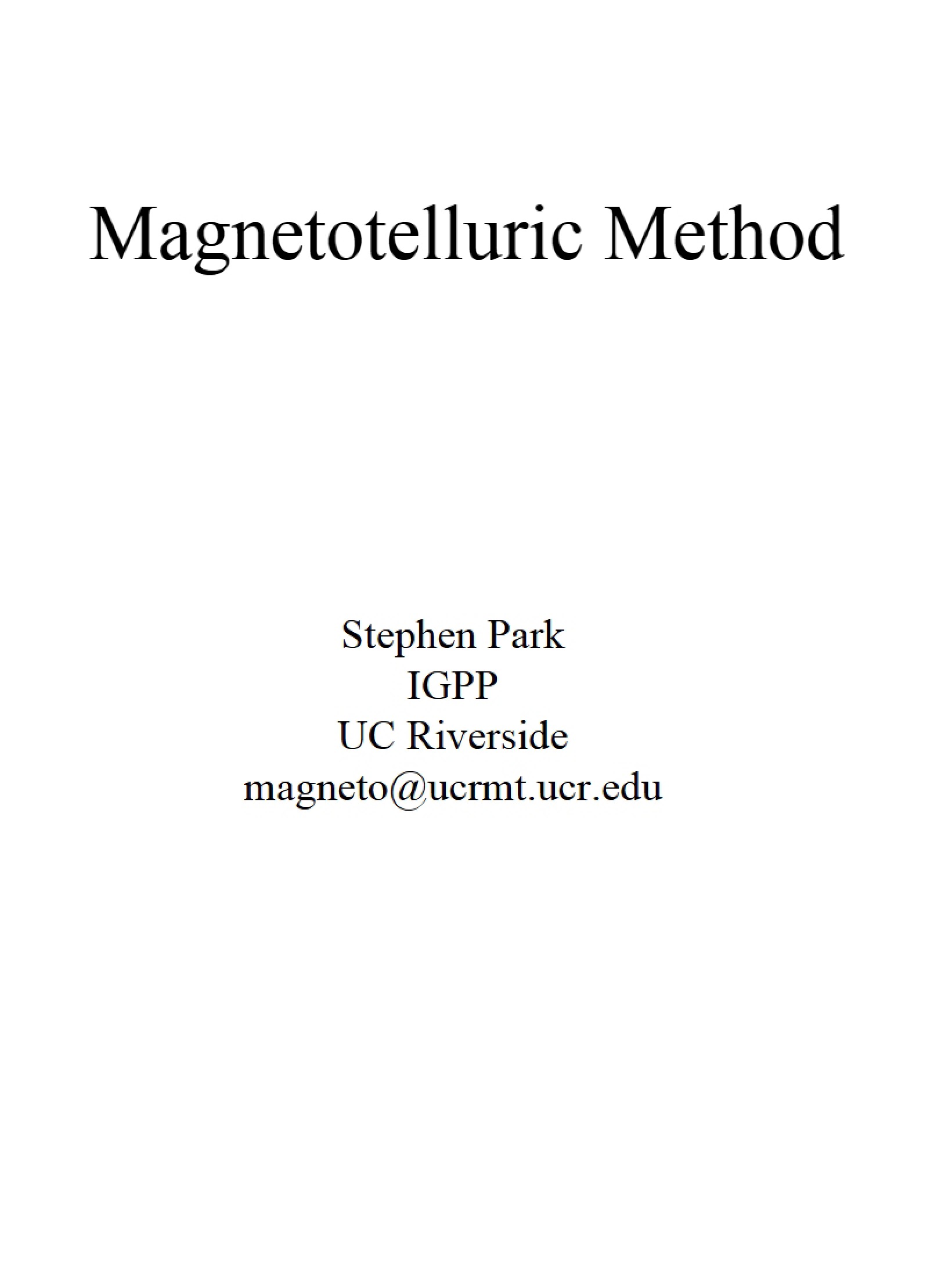 Magnetotellurics
