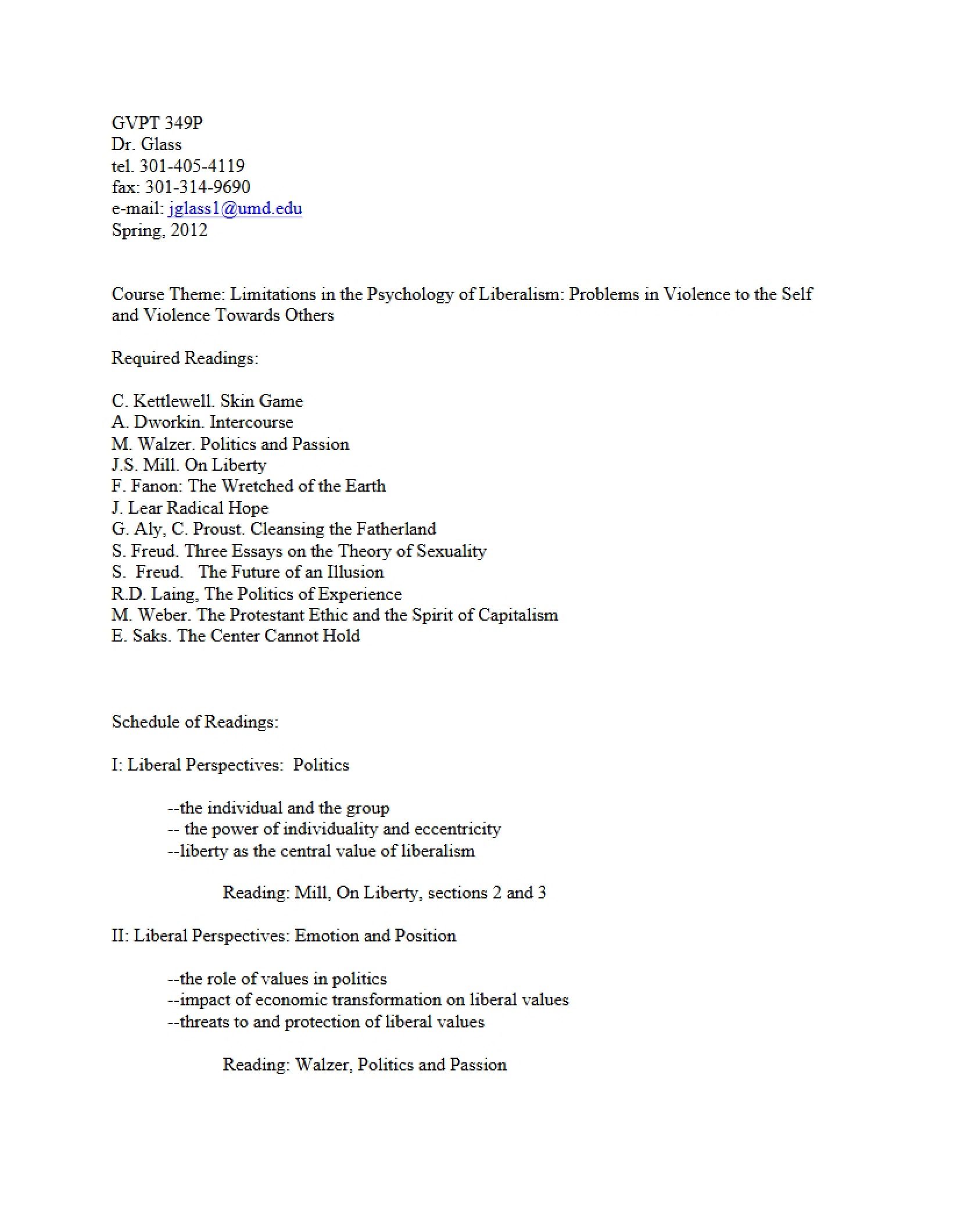 Political Violence Course Syllabus