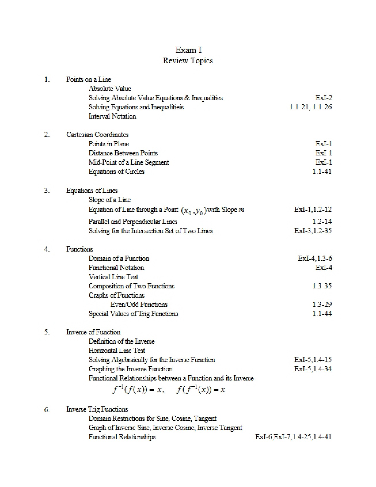 MATH 1351 Exam 1 Review Topics