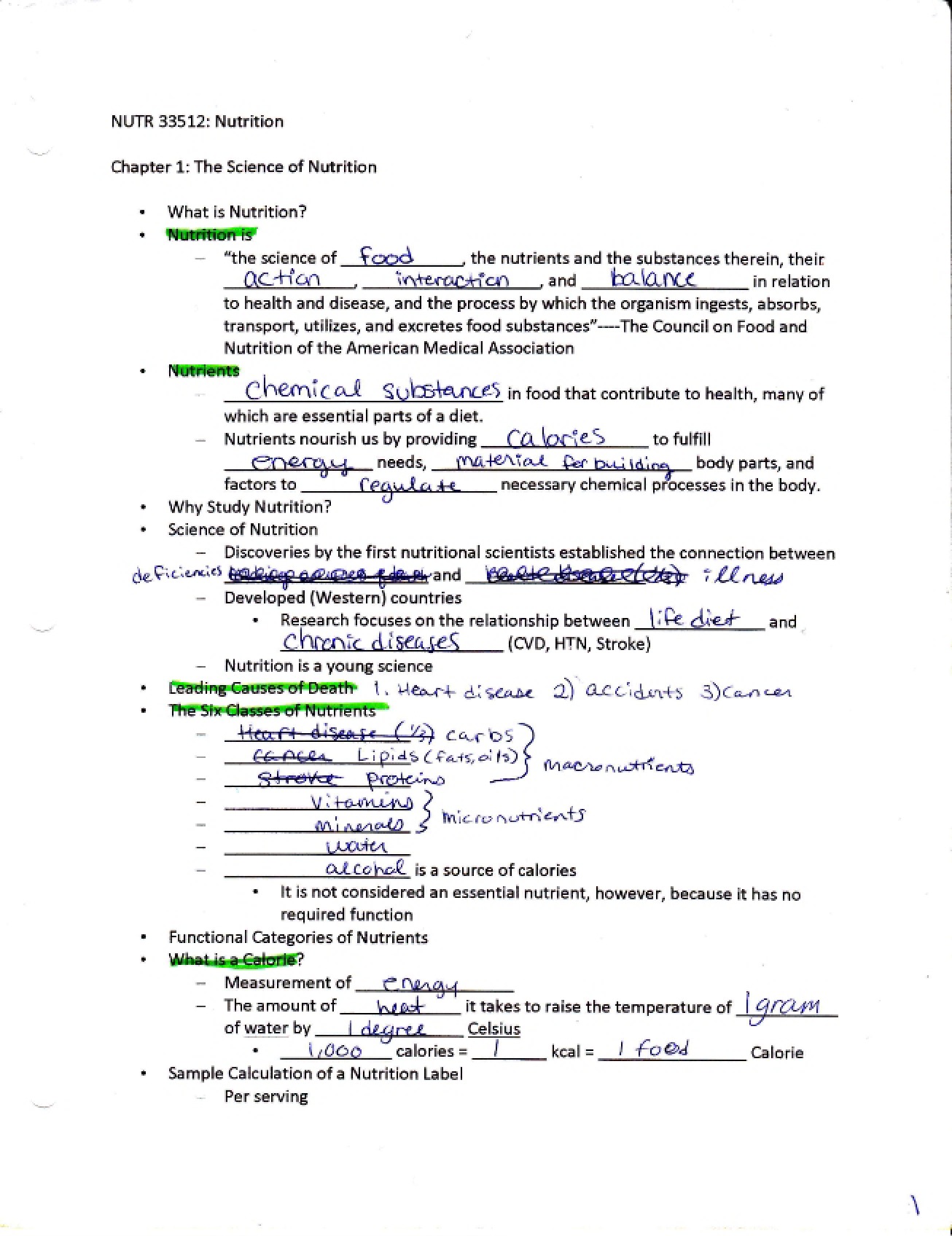 Nutrition Science Chapter 1