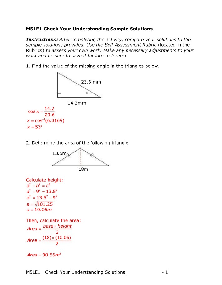 Sample Solutions for M5LE1 Check Your Understanding