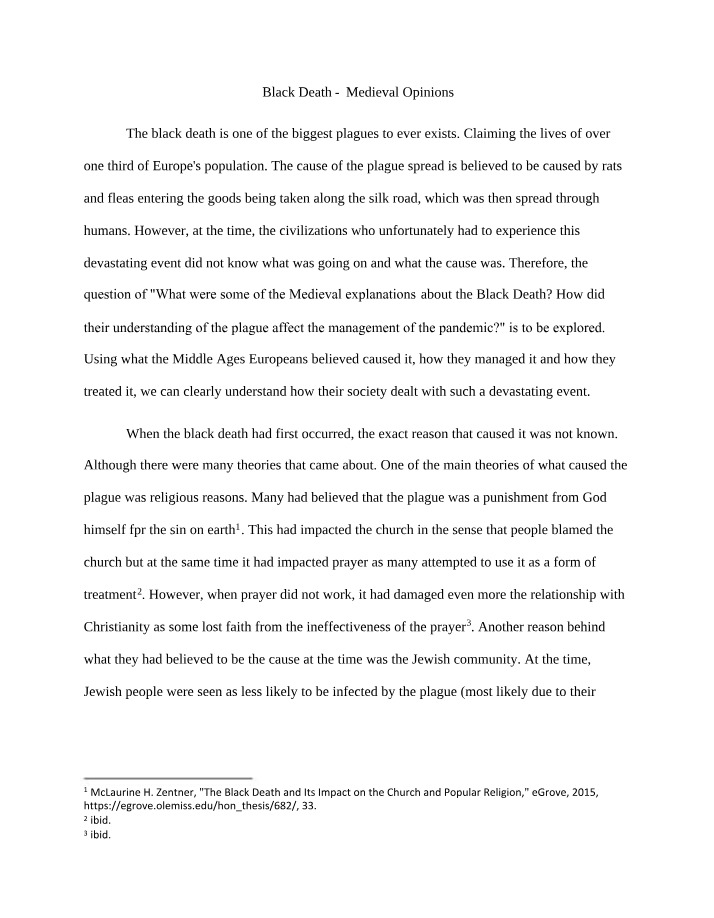 Medieval Opinions on the Black Death - Management and Explanations