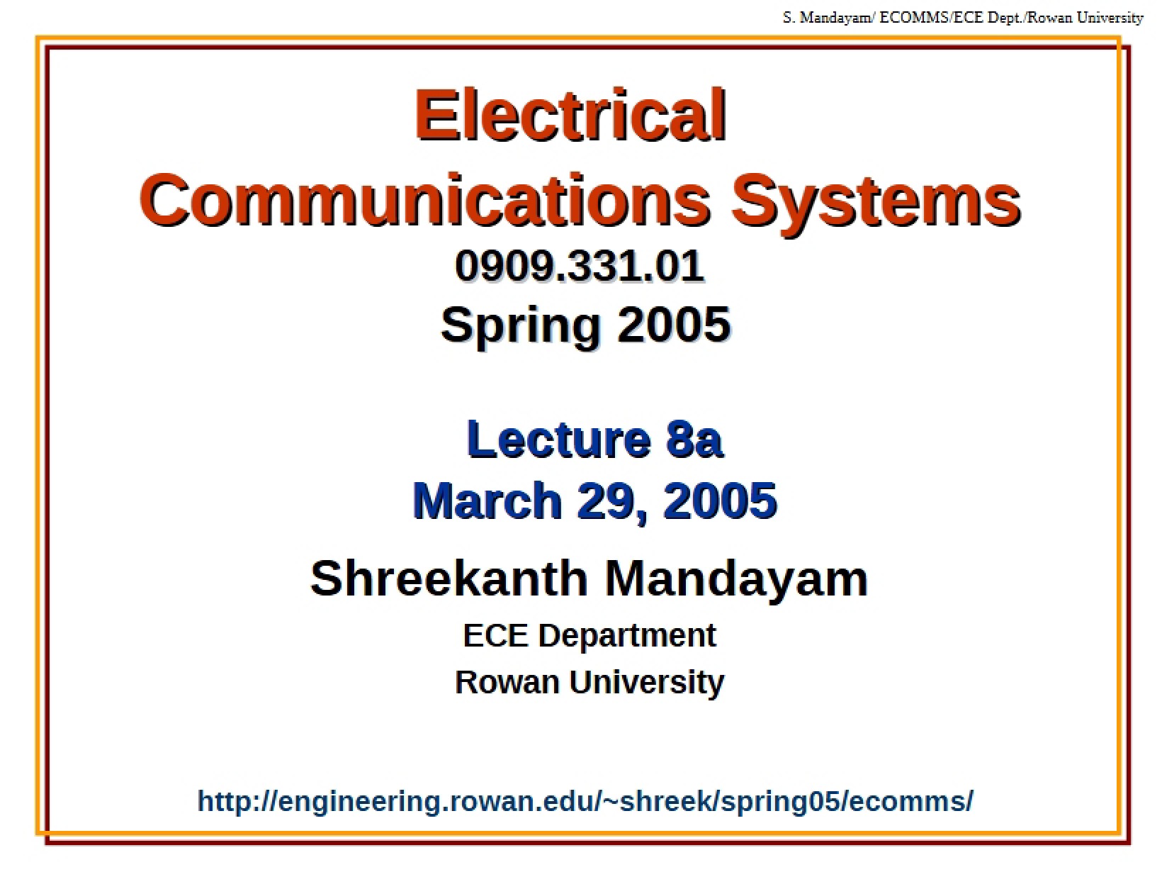 Electrical Comms Class Presentation