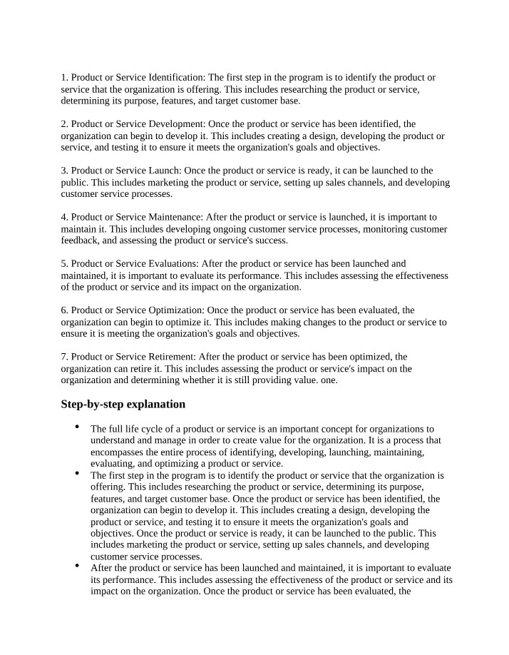 Product or Service Life Cycle Identification and Retirement