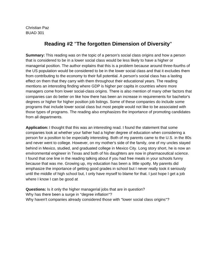 Exploring Social Class - The Forgotten Dimension of Diversity