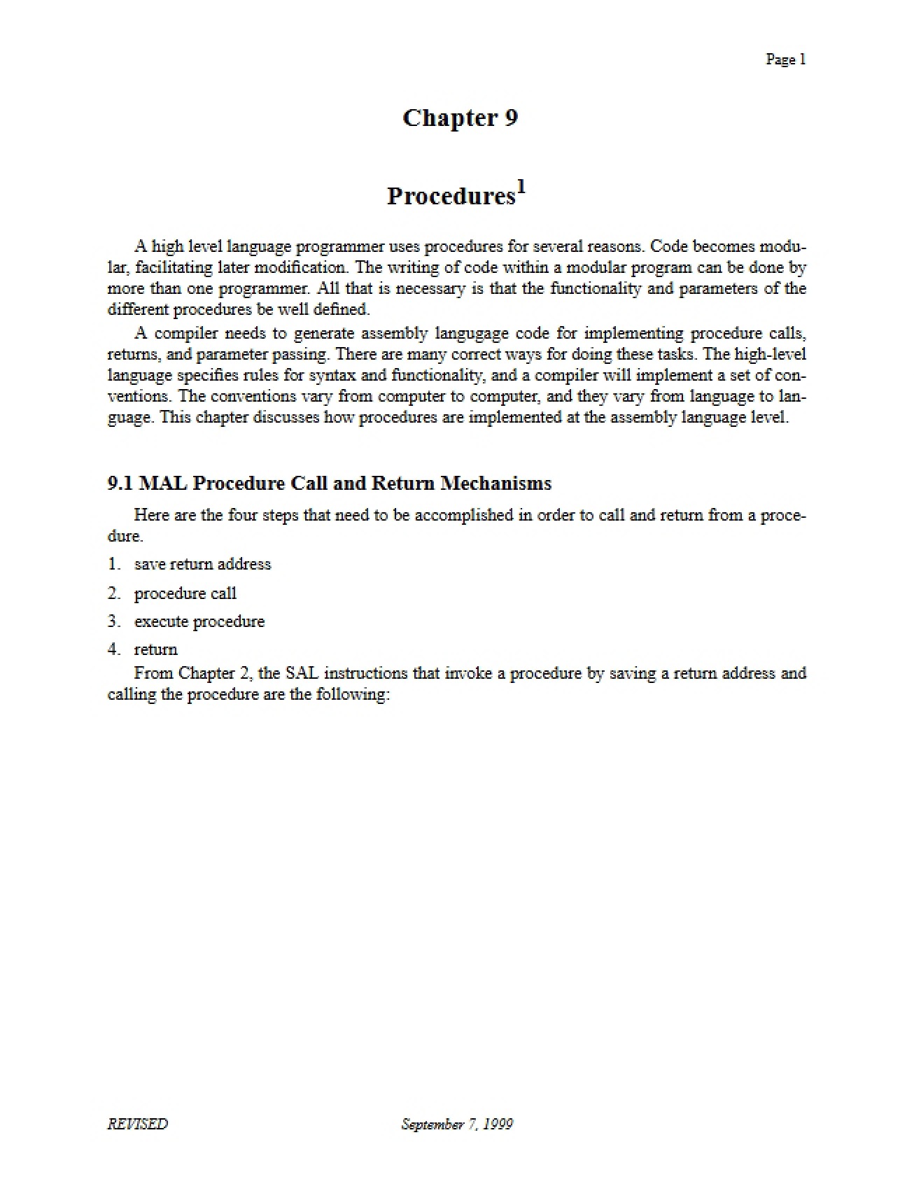 Procedures - Chapter 9