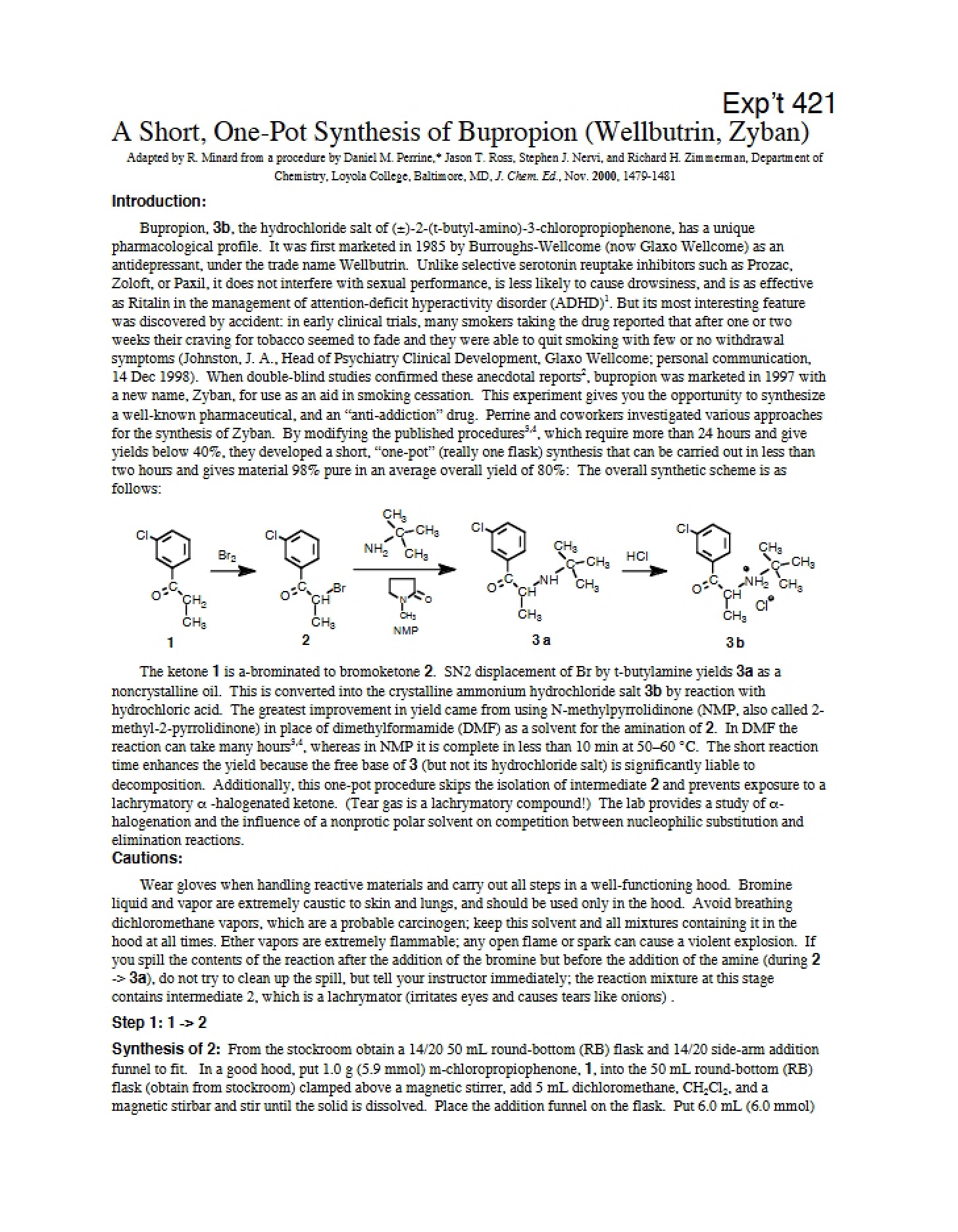 One-Pot Bupropion Synthesis