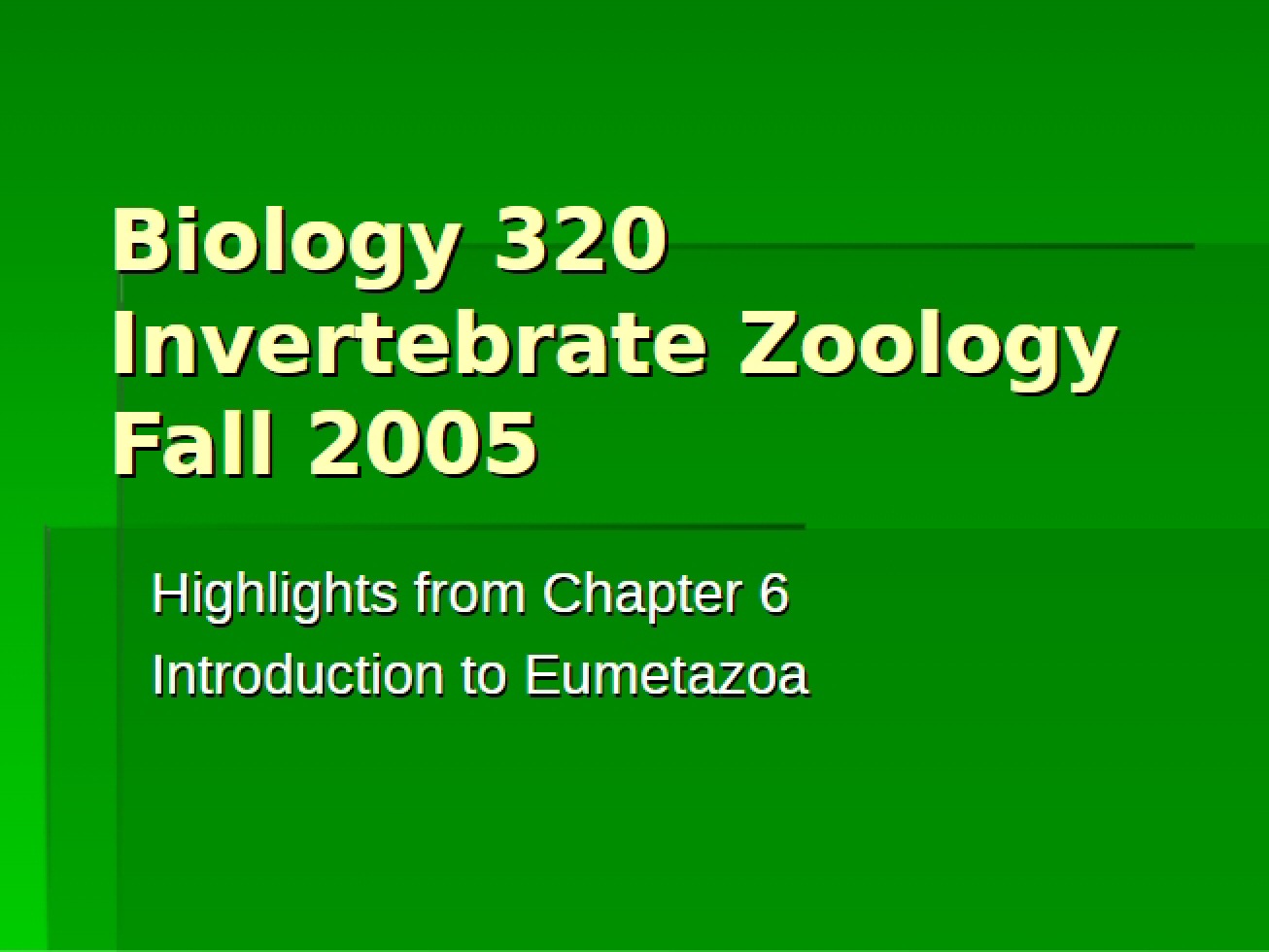 Introduction to Eumetazoa Chapter 6 Highlights