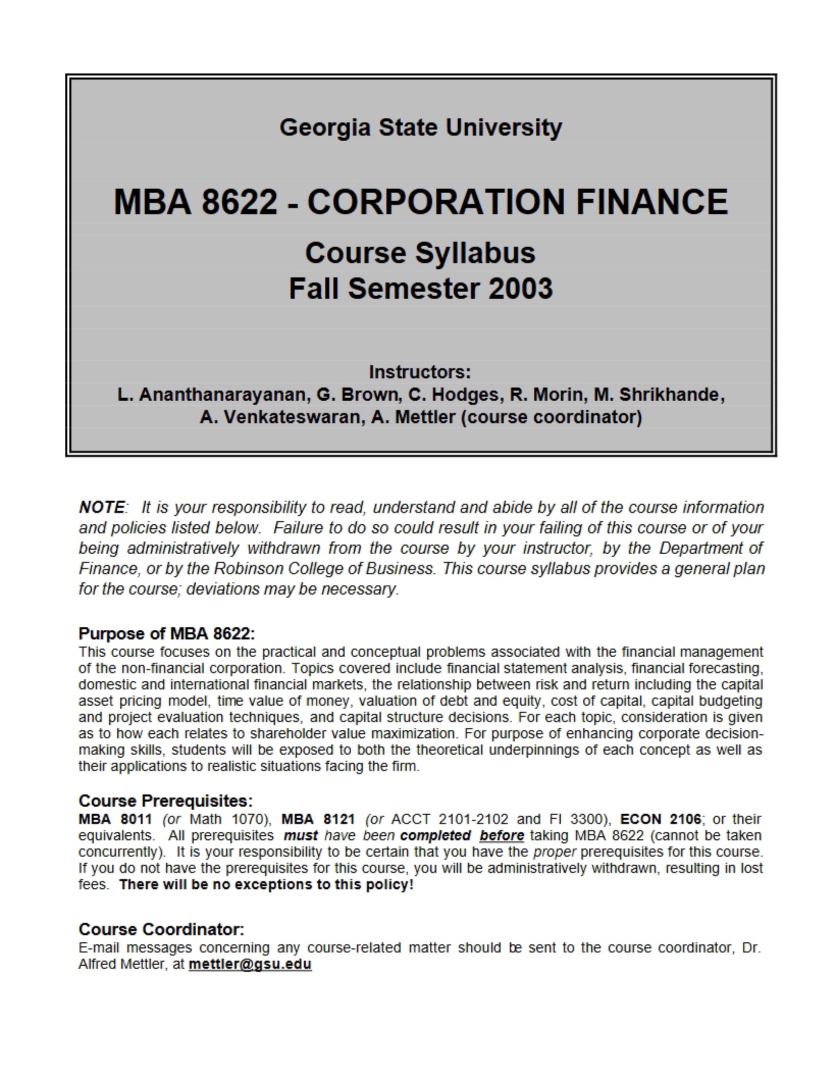Fall 03 Syllabus for 8622