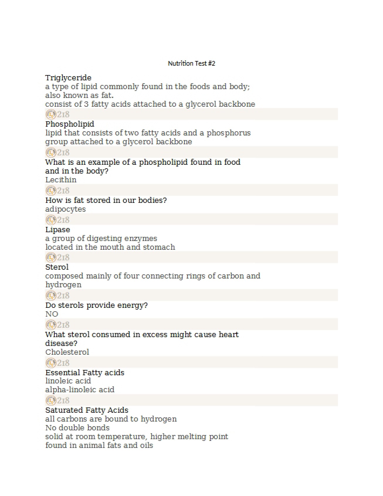 Nutrition Exam Two