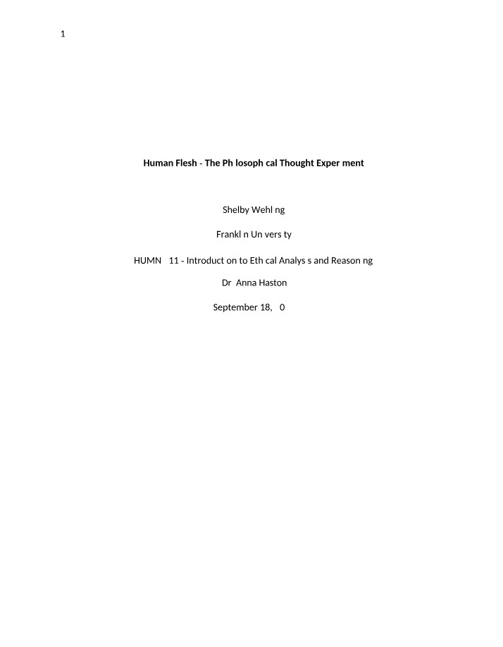 Human Flesh Thought Experiment