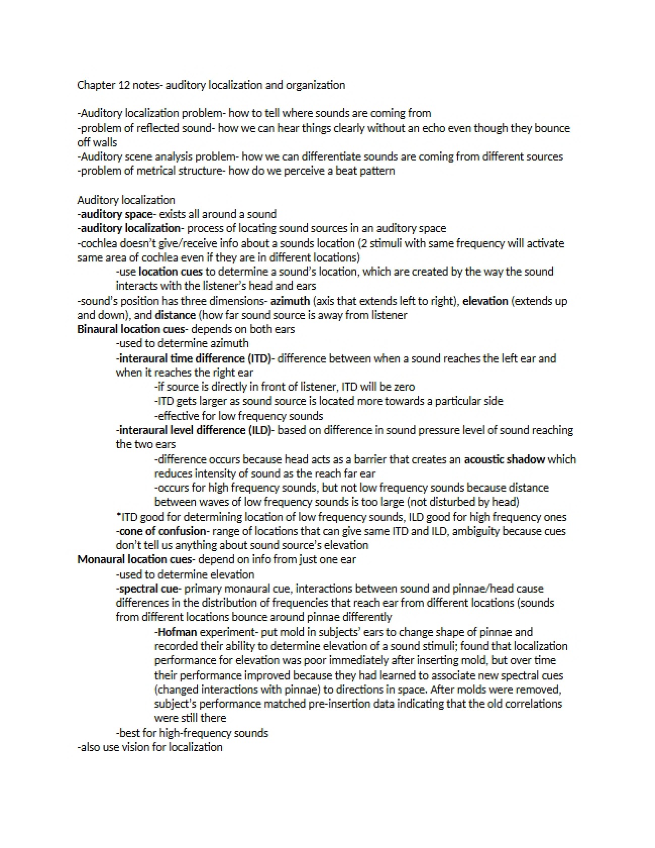 Hearing and Auditory Perception Notes