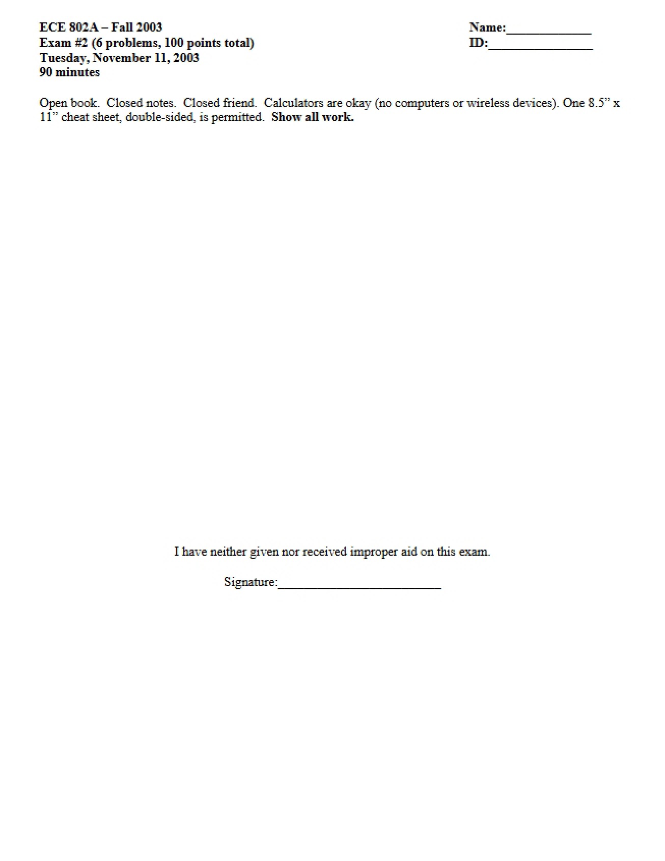 Examination Two