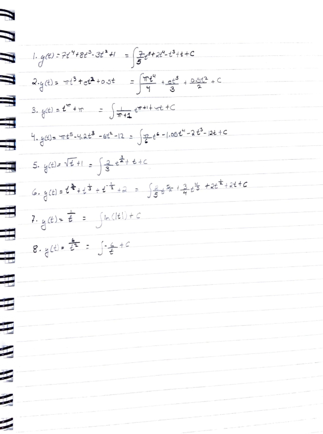 Practice Problems for Integration