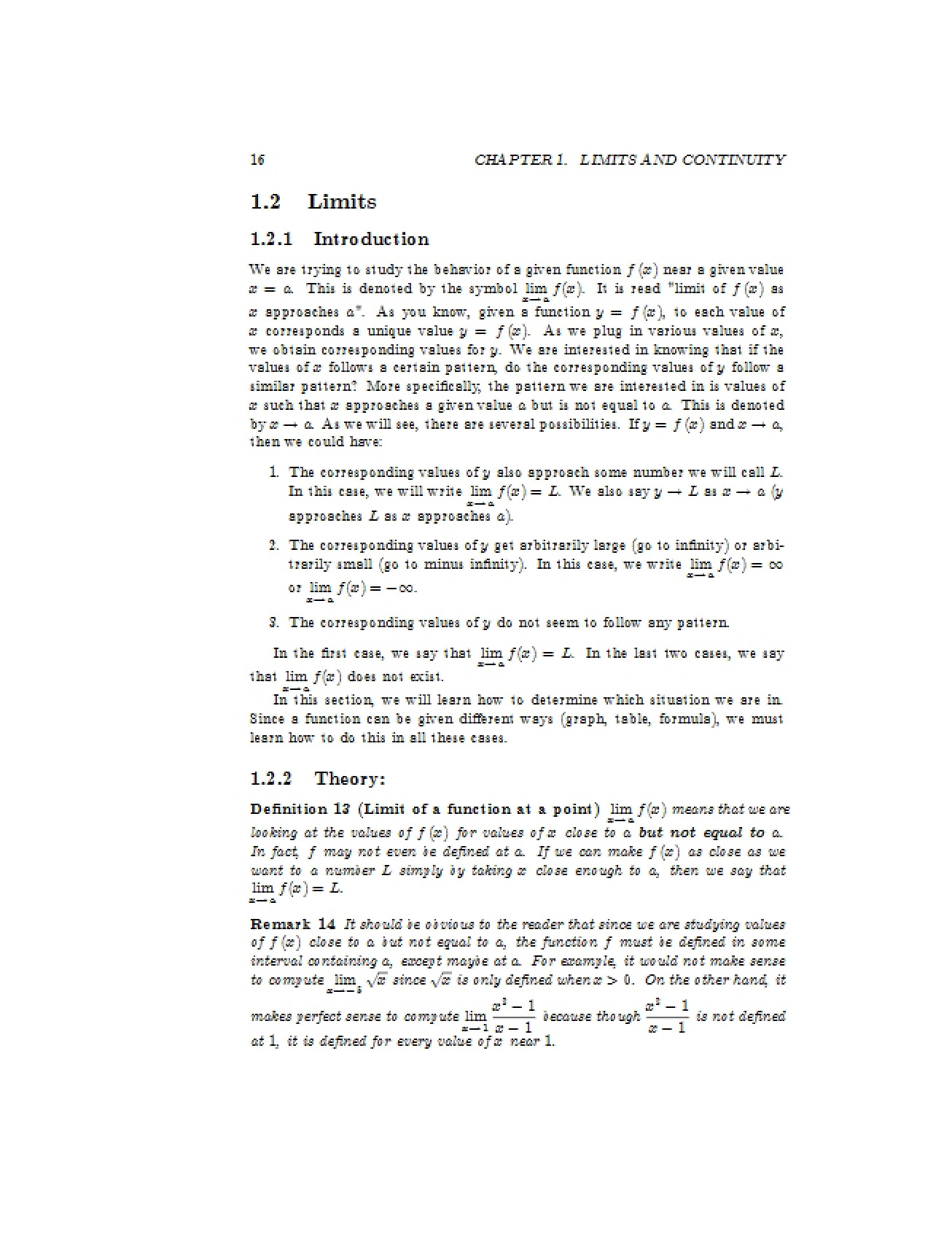Foundations of Limits and Continuity
