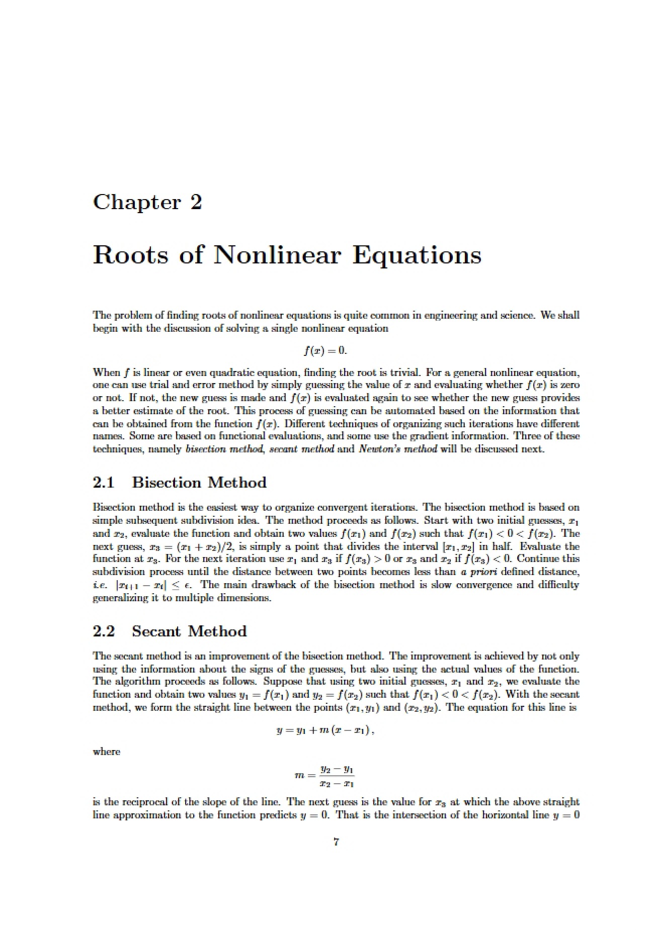 Roots of Nonlinear Equations