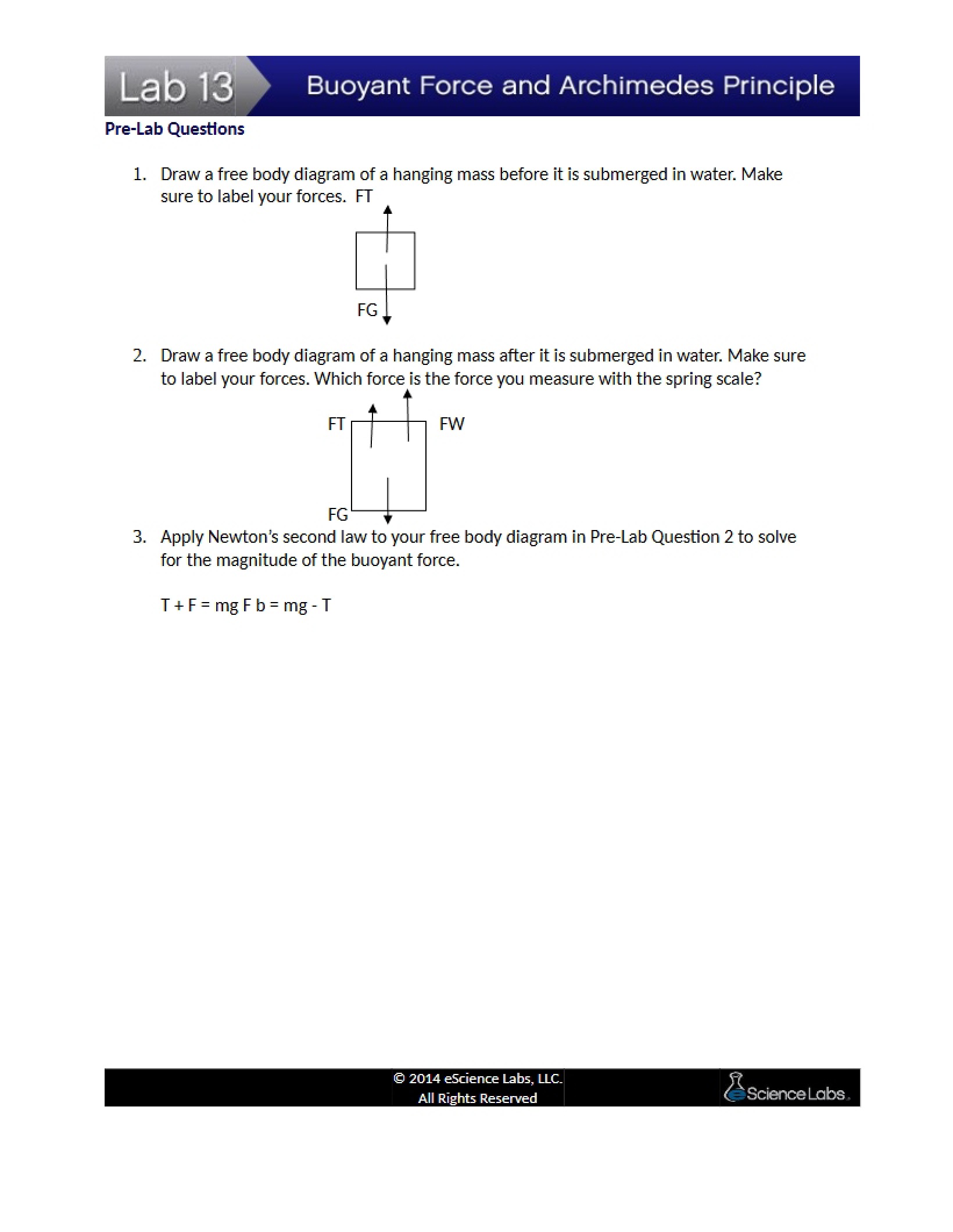 Archimedes Principle and Buoyant Force