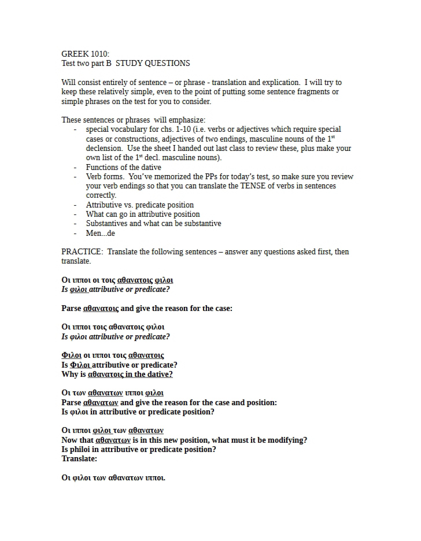 Study Questions Greek Test 2 Redo (Part 2)