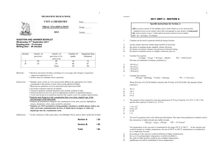 MHS Unit 4 Exam 2011